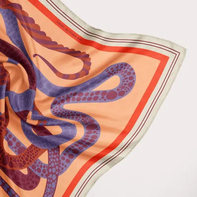 Alas Women's Orange / Purple Large Silk Scarf The Serpent In Orange/purple