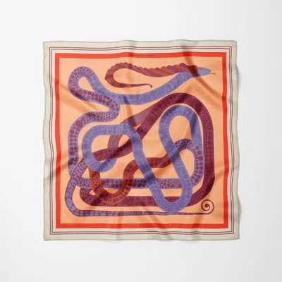 Alas Women's Orange / Purple Medium Silk Scarf The Serpent In Orange/purple