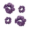 Alas Women's Pink / Purple 4 Silk Scrunchies In Noble Purple In Pink/purple