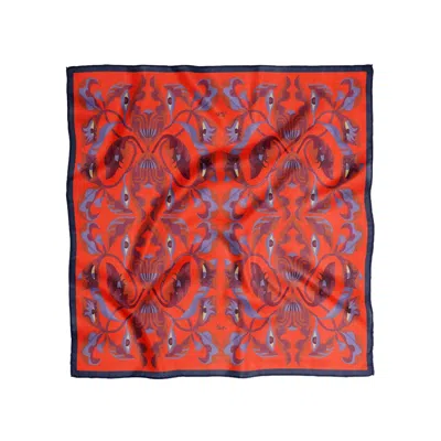 Alas Women's Red / Blue Medium Silk Scarf I Bloom You In Red/blue
