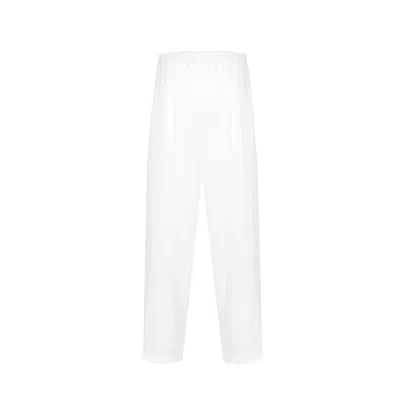 Alas Women's Wide Leg Silk Trousers In Milk White