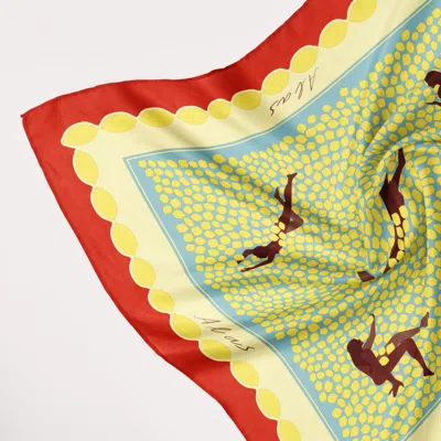 Alas Women's Yellow / Red Large Silk Scarf Bathers In Yellow/red