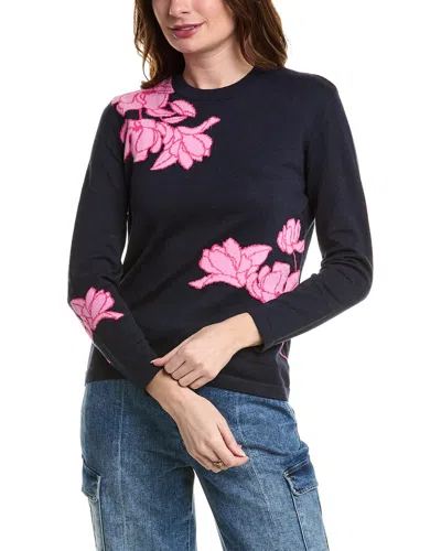 Alashan Cashmere Cascading Floral Cashmere-blend Sweater In Blue