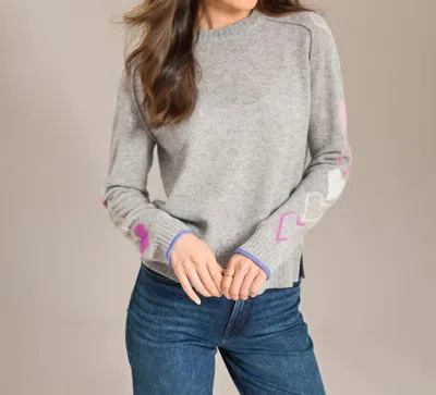 Alashan Cashmere Cashmere Hearts And Hugs Crew Neck Sweater In Harbor In Gray