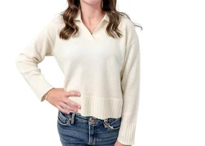 Alashan Cashmere Cora V-neck Polo In Chalk In Neutral