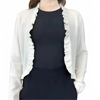Alashan Cashmere Cotton Cashmere Ruffle Edge Bolero Cardigan In White