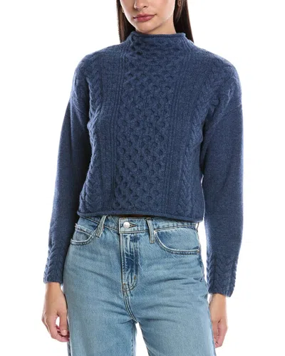Alashan Cashmere Darla Cable Funnel Cashmere Sweater In Blue