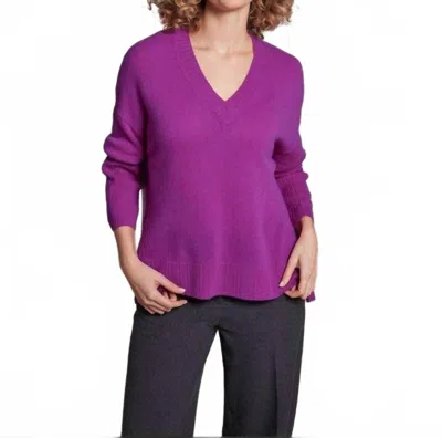 Alashan Cashmere Devin Hi-low V-neck Top In Boysenberry In Purple