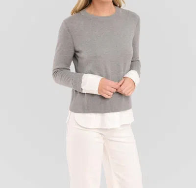 Alashan Cashmere Duet Shirttail Crew Sweater In Anchor In Gray