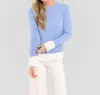 Alashan Cashmere Duet Shirttail Crew Sweater In Blue Lake