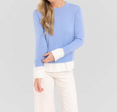 Alashan Cashmere Duet Shirttail Crew Sweater In Blue Lake