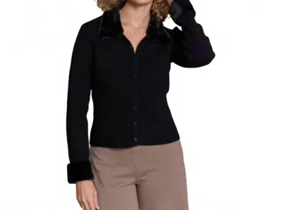 Alashan Cashmere Evy Faux Fur Trim Cardigan In Black