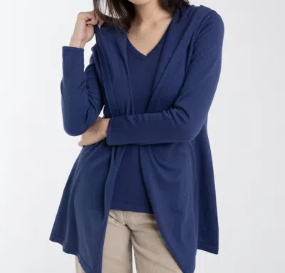 Alashan Cashmere Fly Away Hooded Cardigan In Midnight In Blue