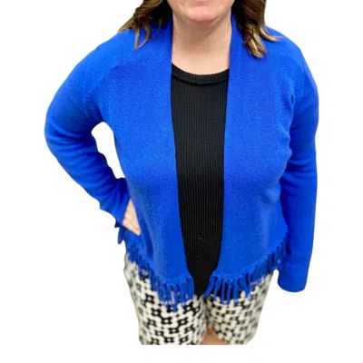 Alashan Cashmere Fringe Crop Cardigan In Blue