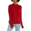 Alashan Cashmere Grace Ruffle Trim Pullover In Crimson In Pink