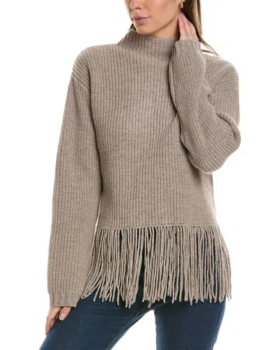 Alashan Cashmere Hadley Mock Shaker Fringe Wool Sweater In Brown