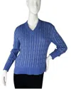 Alashan Cashmere Hazel Lurex Cable V Neck Sweater In Cruise Blue
