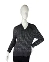 Alashan Cashmere Hazel Lurex Cable V Neck Sweater In Ebony