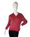 Alashan Cashmere Hazel Lurex Cable V Neck Sweater In Scarlet