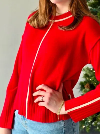 Alashan Cashmere Juliette Boxy Crew Sweater In Red/chai