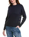 Alashan Cashmere Madeline Button Placket Cashmere-blend Sweater In Blue