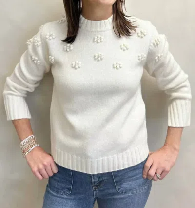 Alashan Cashmere Merino Pearl Bobble Sweater In Cream In White