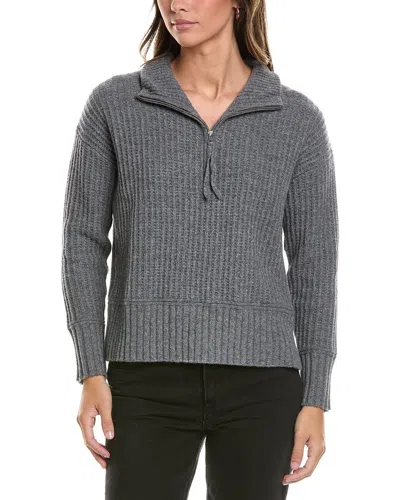 Alashan Cashmere Morgan Textured 1/2-zip Wool Sweater In Gray