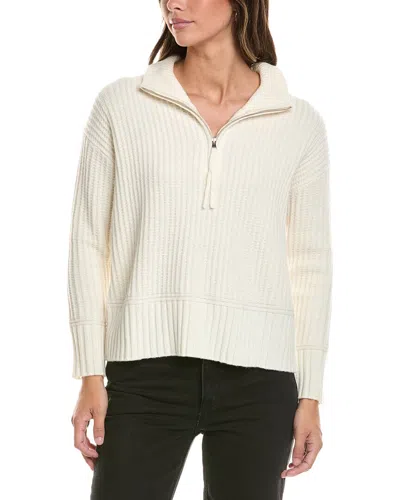 Alashan Cashmere Morgan Textured 1/2-zip Wool Sweater In White