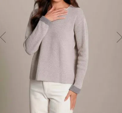 Alashan Cashmere Plaited Reversible Pullover In Ecru In Gray