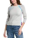 Alashan Cashmere Rainbow Placket Saddle Raglan Cashmere-blend Sweater In Gray