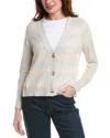 Alashan Cashmere Rebecca Marled Stripe Cashmere-blend Cardigan In Gray