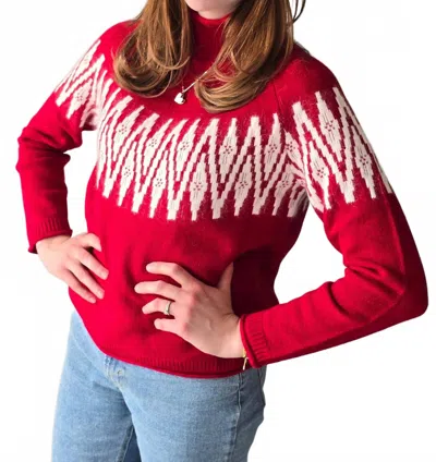 Alashan Cashmere Sunburst Fair Isle Raglan In Ruby In Red