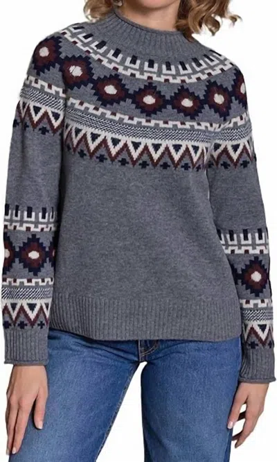 Alashan Cashmere Vail Fair Ilse Mock Neck Sweater In Grey In Gray