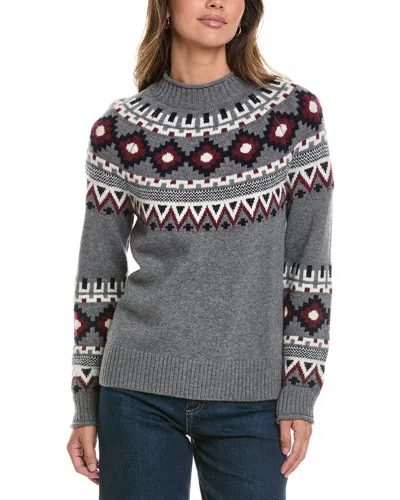 Alashan Cashmere Vail Fair Isle Mock Neck Wool Sweater In Gray