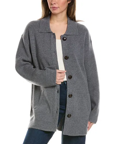 Alashan Cashmere Willow Button Wool Shacket In Grey