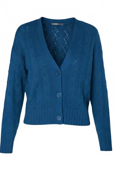 Alashan Cashmere Women's Cotton Cashmere Bobble Cardigan In Mountain Blue