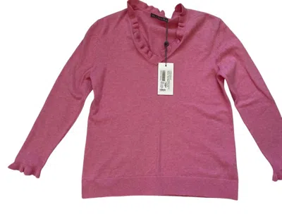 Alashan Cashmere Women's Ruffle V Neck Sweater In Palm Beach In Purple