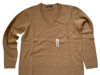 Alashan Cashmere Women's V Neck Long Sleeve Sweater In Caramel