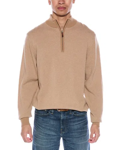 Alashan Merino Wool Birdseye 1/4-zip Mock Neck Sweater In Brown