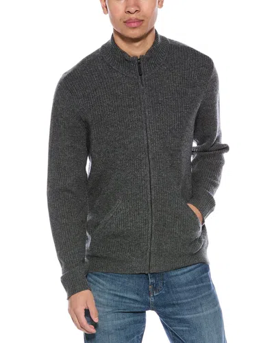 Alashan Wool & Cashmere-blend Shaker Mock Neck Cardigan In Grey