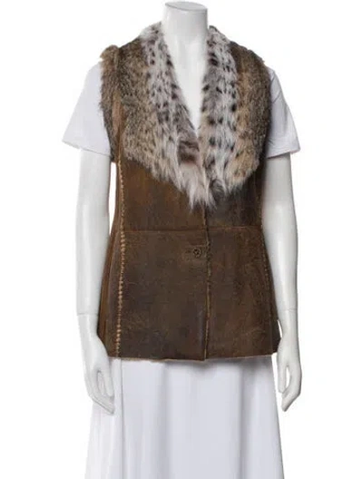 Pre-owned Alaska Fur Gallery Animal Print Vest In Brown