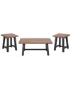 Alaterre Adam 3pc Solid Wood Living Room Set With 42in Coffee Table & Two Side Tables