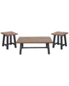 Alaterre Adam 3pc Solid Wood Living Room Set With 48in Coffee Table & Two Side Tables