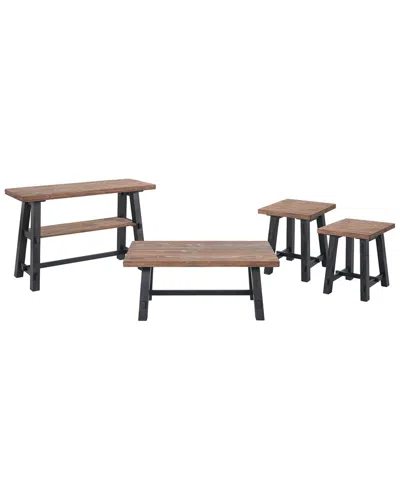 Alaterre Adam 4pc Solid Wood Living Room Set With 42in Coffee Table