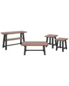 Alaterre Adam 4pc Solid Wood Living Room Set With 42in Coffee Table, Sofa/tv Console & Two Side Tabl