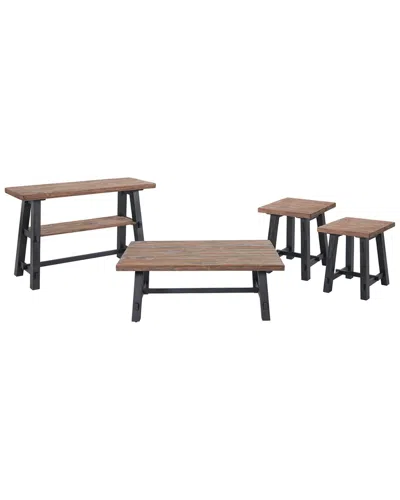 Alaterre Adam 4pc Solid Wood Living Room Set With 48in Coffee Table