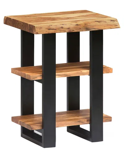 Alaterre Alpine Natural Live Edge Wood 2-shelf End Table In Black