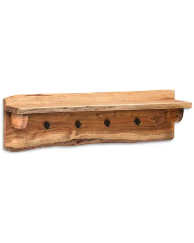 Alaterre Alpine Natural Live Edge Wood 36in Coat Hooks With Shelf In Brown