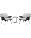 Alaterre Andover All-weather Outdoor Conversation Set With Two Rope Chairs & 18in Cocktail Table