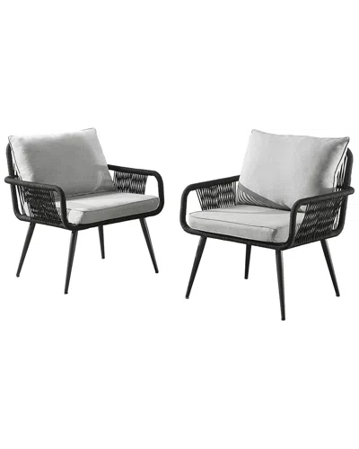 Alaterre Andover All-weather Outdoor 29in Rope Chairs With Light Grey Cushions